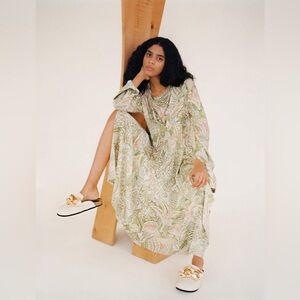 JW Anderson Asymmetric Shirt Dress Pale Blue Green Floral Size US 10 EUC